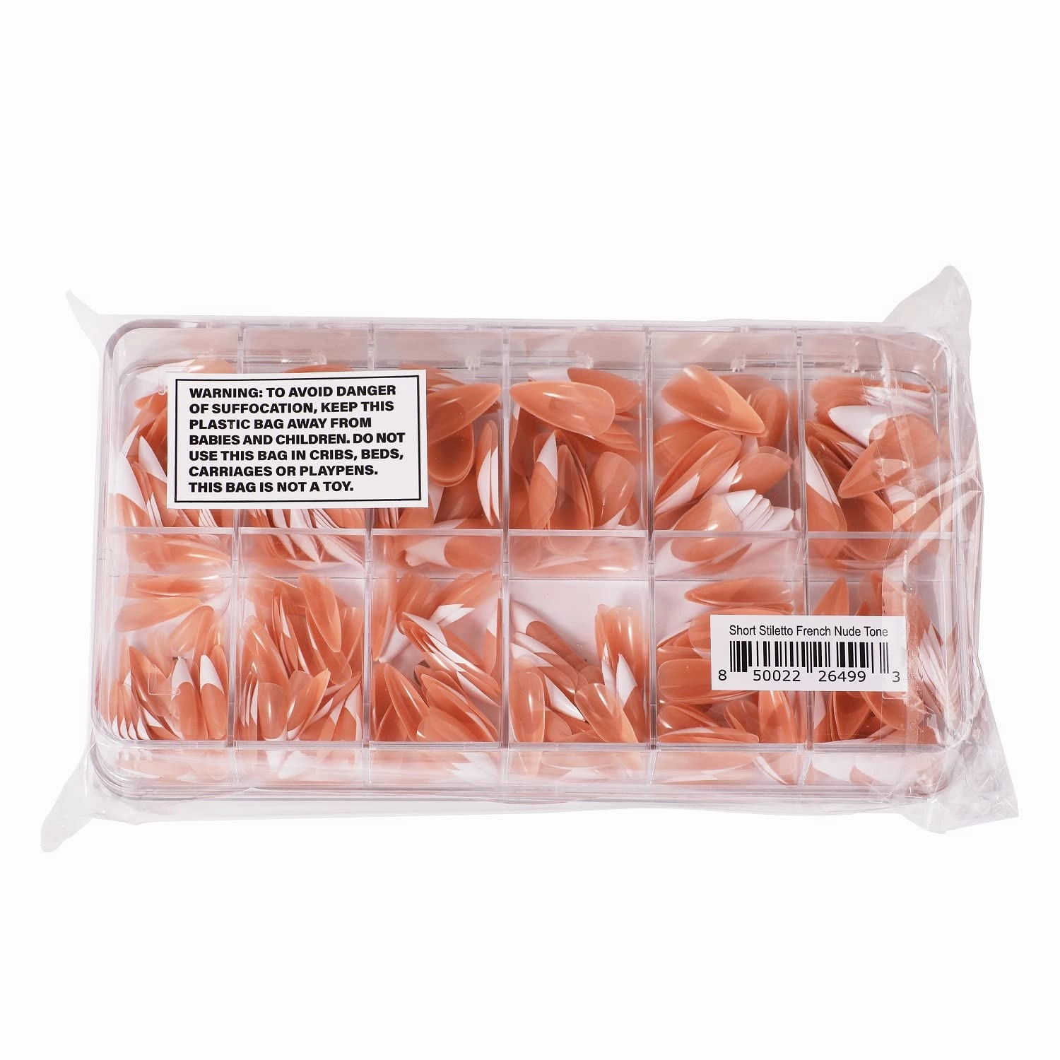Allkem Soft Gel Nail Tips - Medium Short French Stiletto Nail Extensions Kit - 12 Sizes Short Full Cover Nails - Neutrals - Bold (360 Pieces)