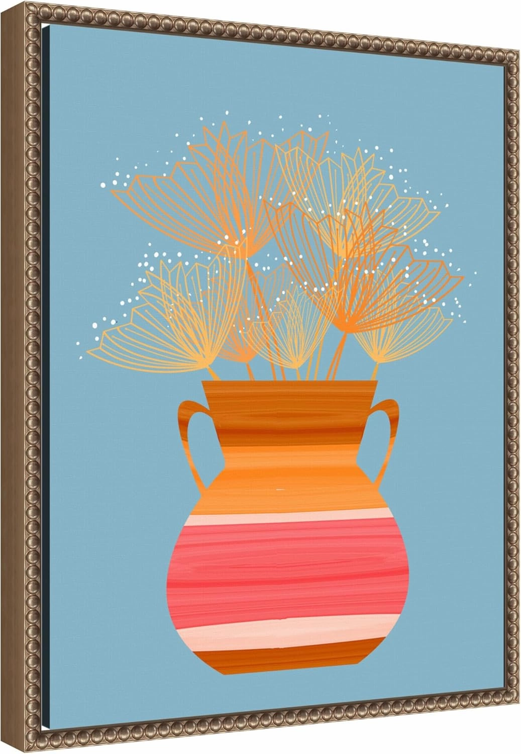 Amanti Art Framed Canvas Wall Art 20x16 Potted Florals Boho 2 by Sannel Larson, Framed Wall Art Canvas, Abstract Artwork, Traditional Decor, Small Poster Painting for Living Room, Bedroom, Office