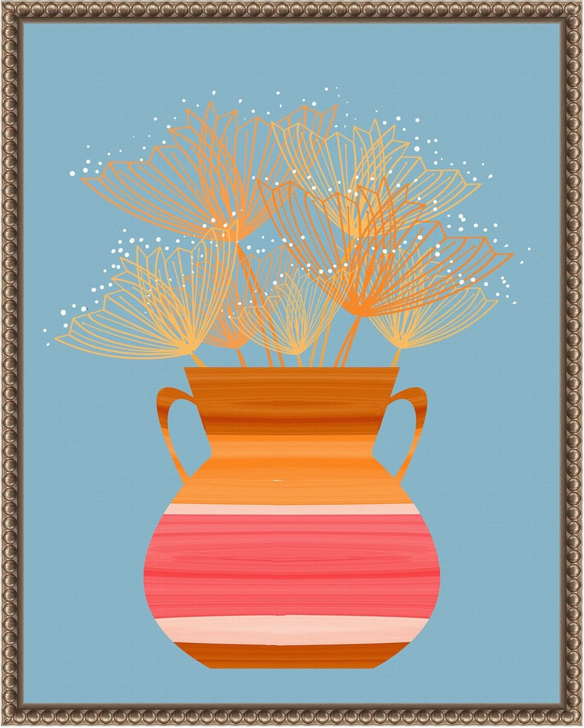 Amanti Art Framed Canvas Wall Art 20x16 Potted Florals Boho 2 by Sannel Larson, Framed Wall Art Canvas, Abstract Artwork, Traditional Decor, Small Poster Painting for Living Room, Bedroom, Office