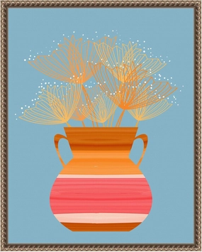 Amanti Art Framed Canvas Wall Art 20x16 Potted Florals Boho 2 by Sannel Larson, Framed Wall Art Canvas, Abstract Artwork, Traditional Decor, Small Poster Painting for Living Room, Bedroom, Office