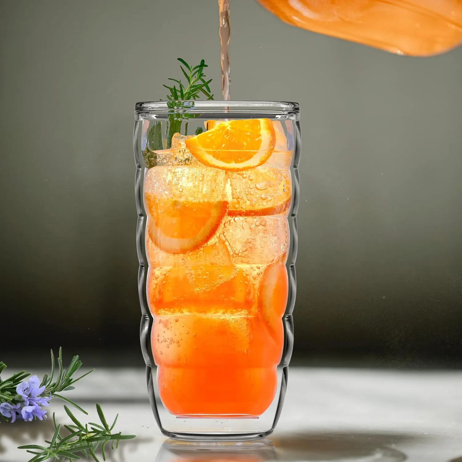 Amazing Abby - Arctic 24-Ounce Insulated Tumblers (Set of 4), Double-Wall Drinking Glasses, All-Clear High-Balls, Reusable Cups, BPA-Free, Shatter-Proof, Dishwasher-Safe