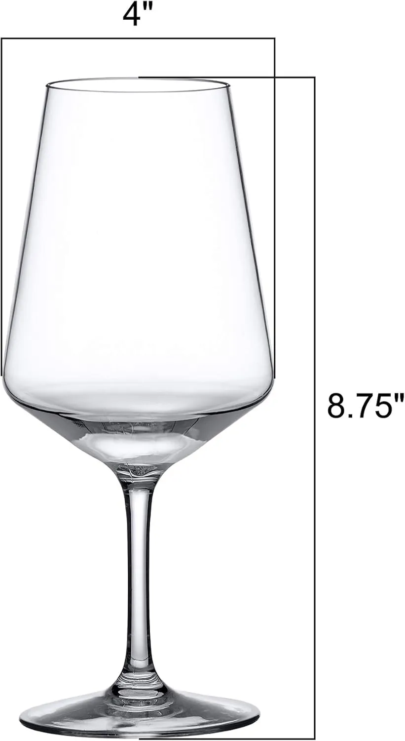 Amazing Abby - Sherry - 20-Ounce Unbreakable Tritan Wine Glasses (Set of 6), Plastic White Wine Glasses, Reusable, BPA-Free, Dishwasher-Safe, Perfect for Poolside, Outdoors, Camping, and More