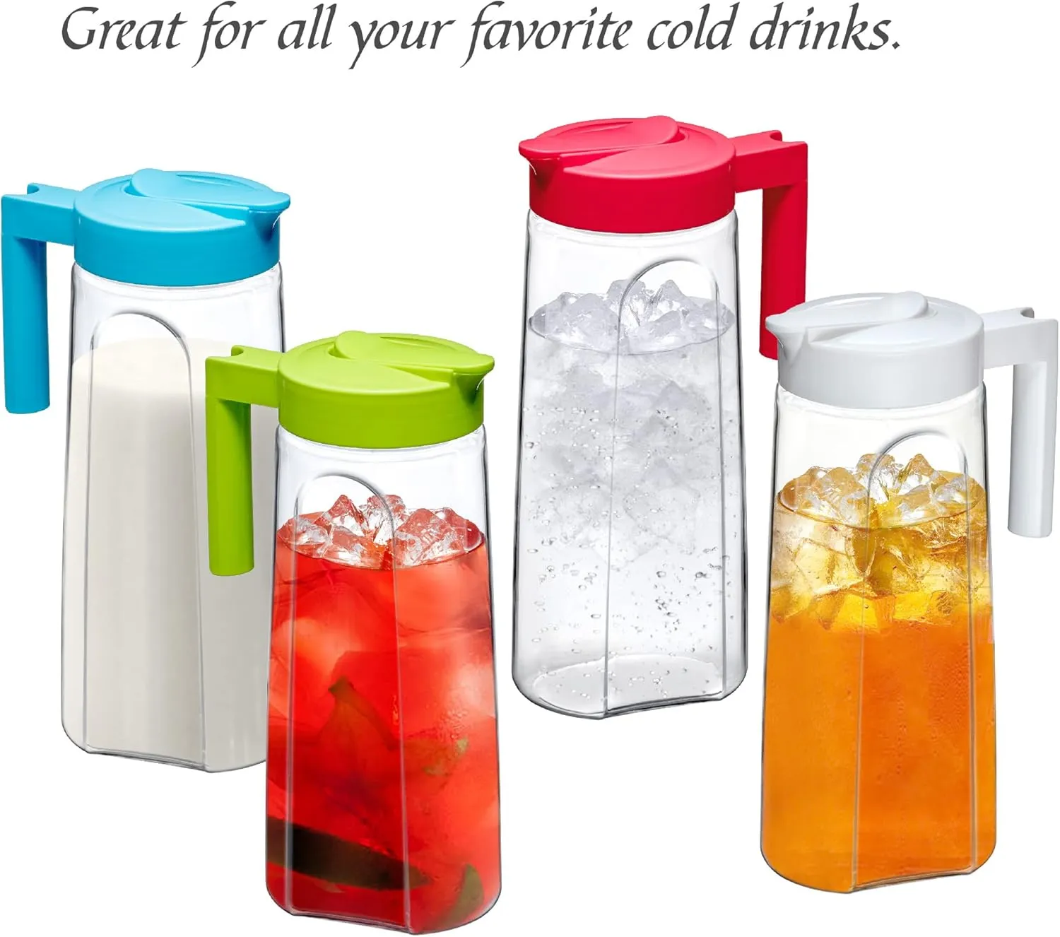 Amazing Abby - Slim - Tritan Pitcher (64 oz), Unbreakable Plastic Water Pitcher with Lid, BPA-Free, Heat-Resistant, Dishwasher-Safe, Great for Both Iced and Hot Drinks, Indoors and Outdoors, White