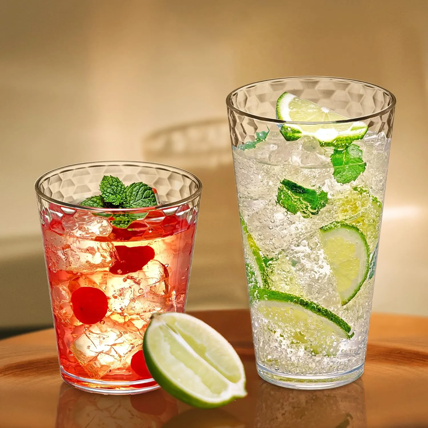 Amazing Abby - Snowflake - 16-Ounce Plastic Tumblers (Set of 8), Clear Reusable Plastic Drinking Glasses, Stackable, BPA-Free, Shatter-Proof, Dishwasher-Safe
