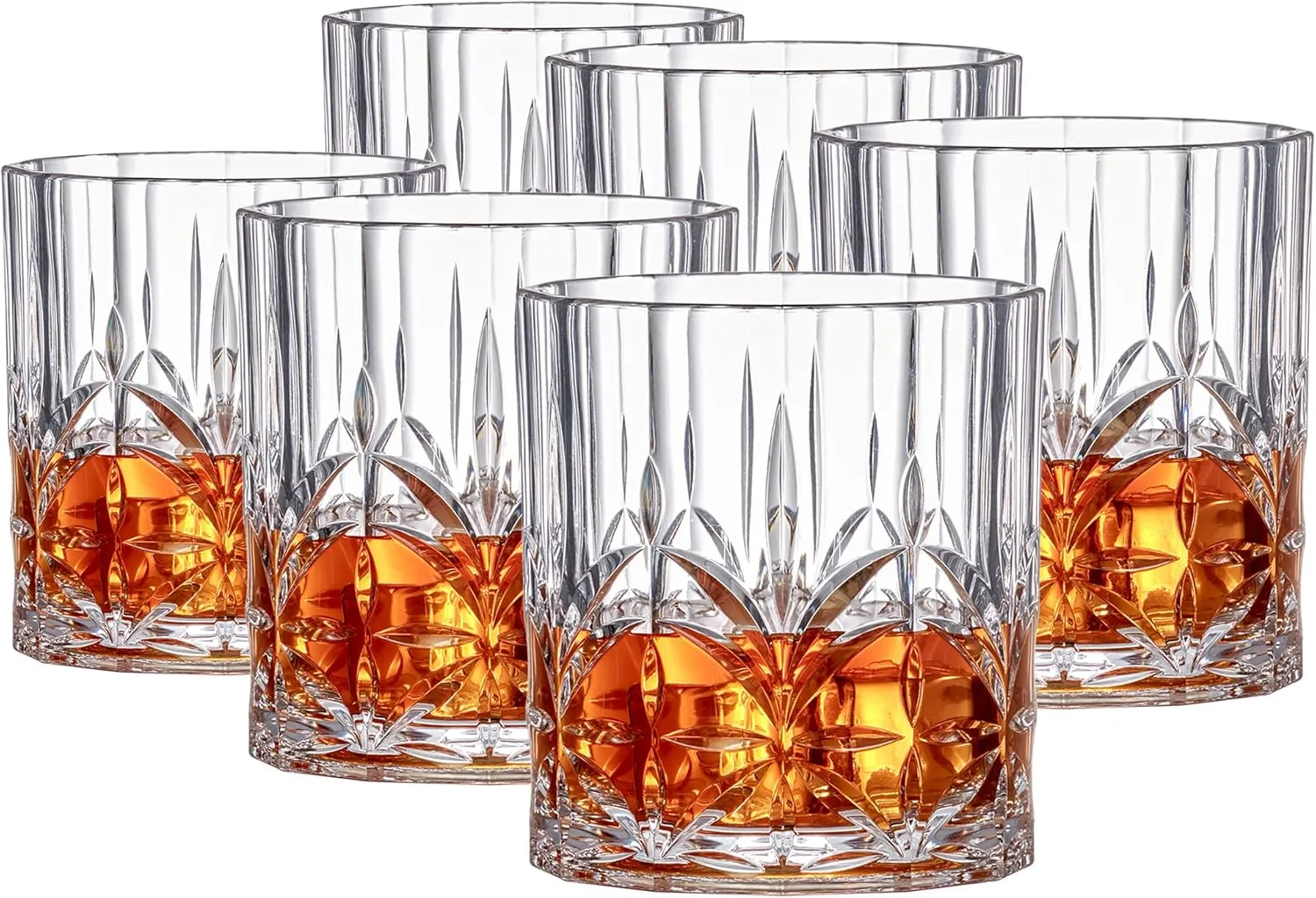 Amazing Abby - Whitney - 14-Ounce Plastic Whiskey Glasses (Set of 6), Plastic Wine Glasses, Reusable, BPA-Free, Shatter-Proof, Dishwasher-Safe, Perfect for Poolside, Outdoors, Camping, and More