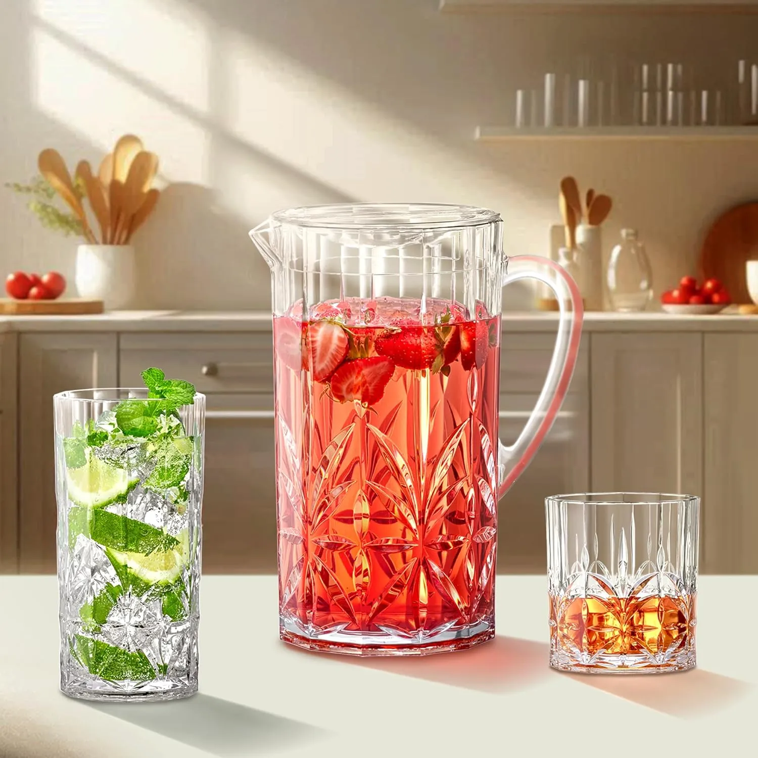 Amazing Abby - Whitney - 14-Ounce Plastic Whiskey Glasses (Set of 6), Plastic Wine Glasses, Reusable, BPA-Free, Shatter-Proof, Dishwasher-Safe, Perfect for Poolside, Outdoors, Camping, and More