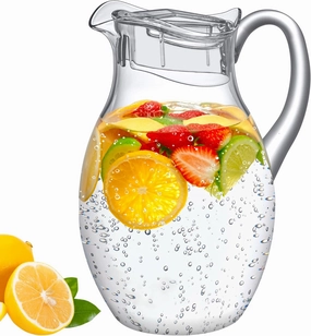 Amazing Abby - Bubbly Grand - Plastic Pitcher (96 oz, 3 Quart), Clear Water Pitcher with Lid, Fridge Jug, BPA-Free, Shatter-Proof, Great for Iced Tea, Sangria, Lemonade, Juice, Milk, and More