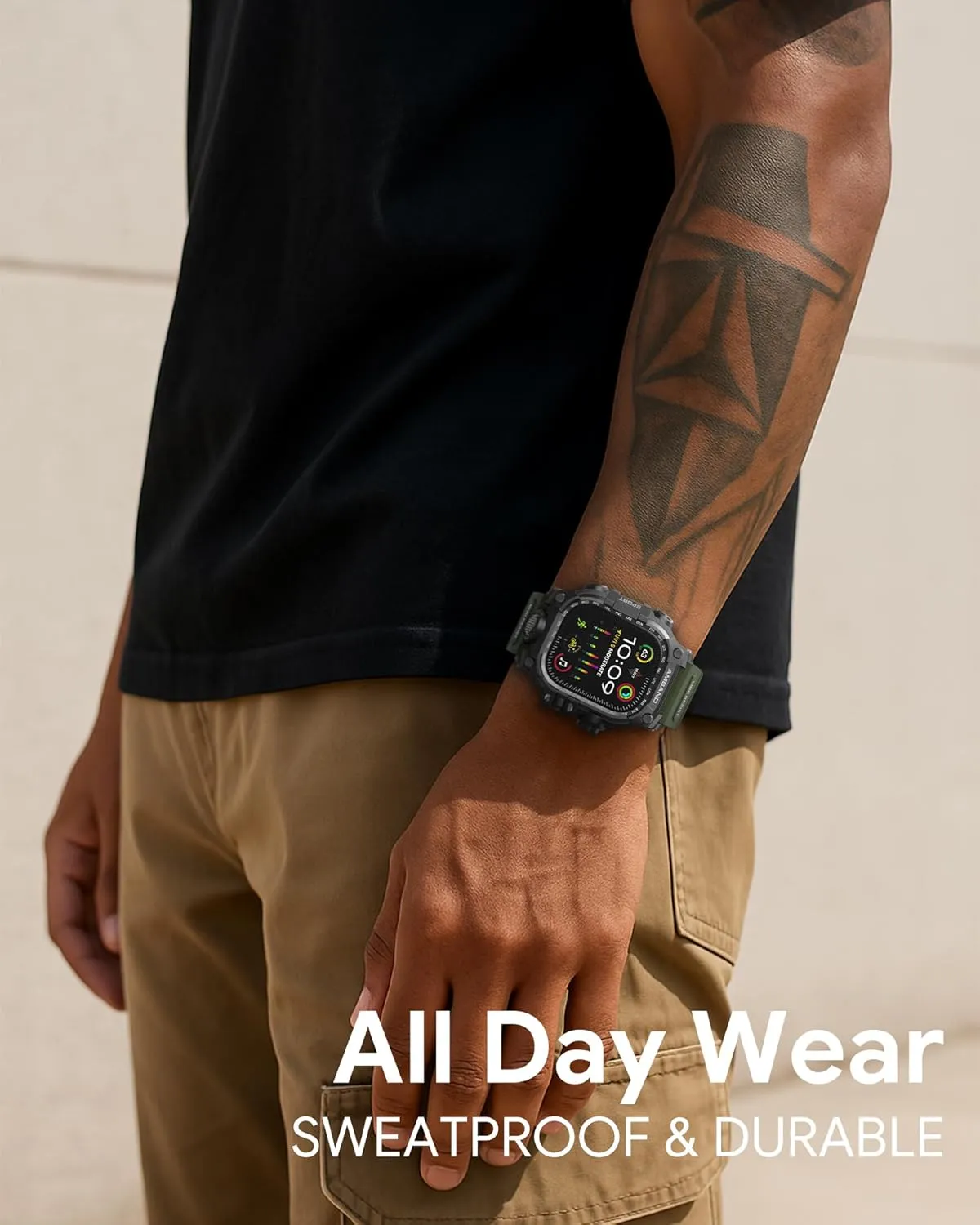 amBand for Apple Watch Ultra 2/1 Case, M3 Tactical Shockproof Band with Screen Protector for iWatch 49mm, Perfect Accessories for Fitness/Outdoor Enthusiasts Military Fans Fashion Seekers - Army Green