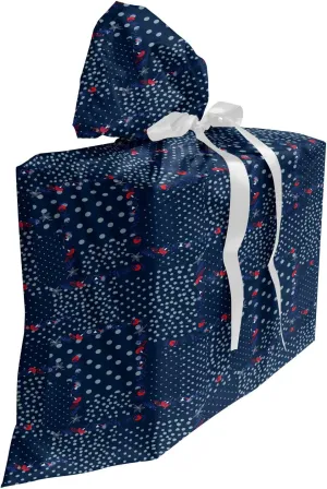 Ambesonne Abstract Fabric Gift Bag, Symmetrical Dots and Roses in Dark Tones Illustration Pattern, Present Sack for Parties Birthdays with 3 Ribbons, 27, Dark Violet Blue and Multicolor
