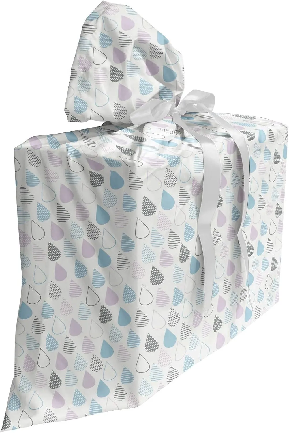 Ambesonne Colorful Fabric Gift Bag, Big Droplets Motif Filled with Ornate Lines and Dots Urban Life Vibrant Art, Present Sack for Parties Birthdays with 3 Ribbons, 27, Multicolor