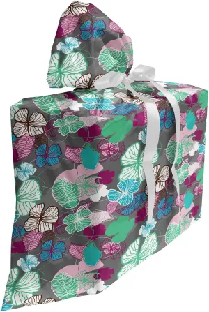 Ambesonne Exotic Fabric Gift Bag, Tropic Accents Hawaiian Blossom Revival Plants Hibiscus Pastel Toned Illustration, Present Sack for Parties Birthdays with 3 Ribbons, 27, Multicolor