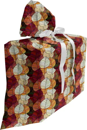 Ambesonne Fall Leaves Gift Bag, Graphical Interpretations of Striped Motifs Overlapping Print Design Abstract, Fabric Party Favor Pouch with 3 Ribbons, 27, Multicolor