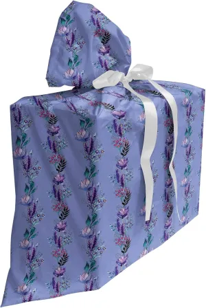 Ambesonne Floral Gift Bag, Flourish Bouquet Lines with Bohemian Inspirations in Vertical Order, Fabric Party Favor Pouch with 3 Ribbons, 27, Ceil Blue Multicolor