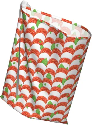 Ambesonne Italy Fabric Gift Bag, Realistic Ingredients for Pizza Mozzarella Cheeses Tomatoes and Basil Leaves, Present Sack for Parties Birthdays with 3 Ribbons, 27, Multicolor