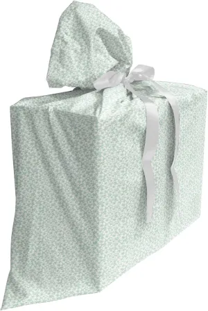 Ambesonne Luau Fabric Gift Bag, Flourish Pattern with Blossoming Hibiscus Flowers Springtime in Hawaii Theme, Present Sack for Parties Birthdays with 3 Ribbons, 27, Mint Green and White