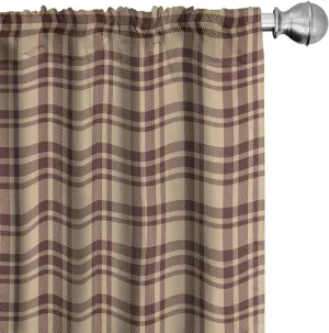 Ambesonne Tan and Brown Curtains, Old Fashioned Check Plaid Pattern Scottish Tartan Inspired Geometric Design, Window Treatments 2 Panel Set for Living Room Bedroom, Pair of - 28" x 63", Brown Tan
