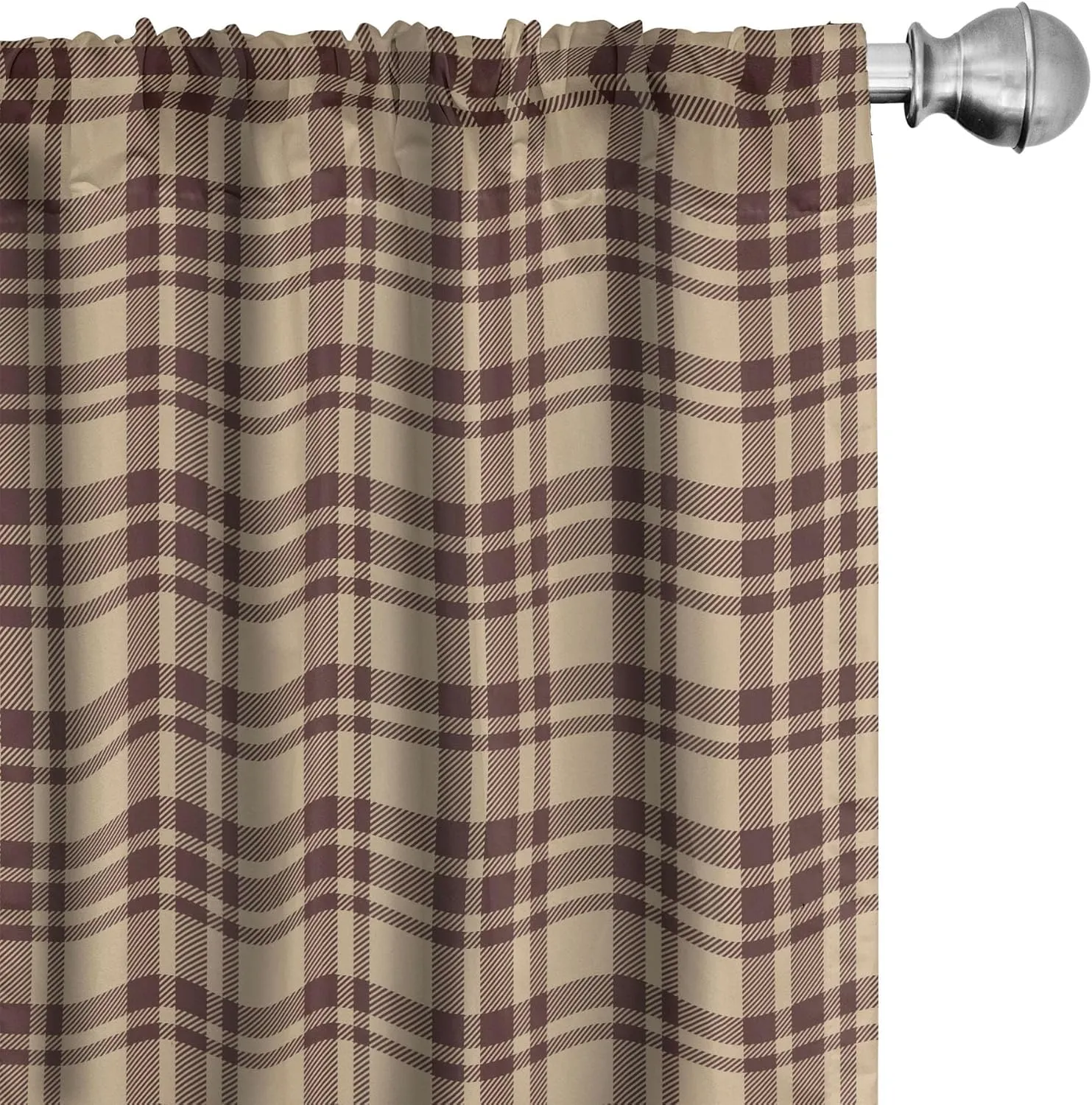 Ambesonne Tan and Brown Curtains, Old Fashioned Check Plaid Pattern Scottish Tartan Inspired Geometric Design, Window Treatments 2 Panel Set for Living Room Bedroom, Pair of - 28" x 63", Brown Tan