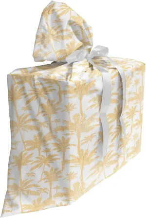 Ambesonne Tropical Fabric Gift Bag, Demonstration of Palm Leaves on a Plain Background Exotic Hawaiian Feels, Present Sack for Parties Birthdays with 3 Ribbons, 27, Pastel Brown White
