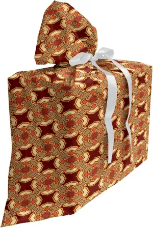 Ambesonne Vintage Fabric Gift Bag, Rhythmic Flourishing Concentric Flower Like Elements Classic Traditional, Present Sack for Parties Birthdays with 3 Ribbons, 27, Burgundy Multicolor