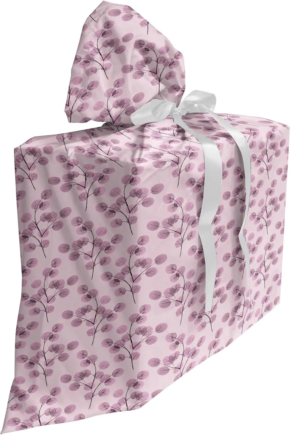 Ambesonne Watercolor Gift Bag, Interpretation of Floral Elements on Branches Rosy Blossoms, Fabric Party Favor Pouch with 3 Ribbons, 27, Rose Pink