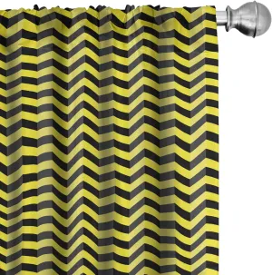 Ambesonne Yellow Chevron Curtains, Black and Yellow Chevron Pattern Danger Hazard Warning Sign Stripes Zigzag, Window Treatments 2 Panel Set for Living Room Bedroom, Pair of - 28" x 84", Black Yellow