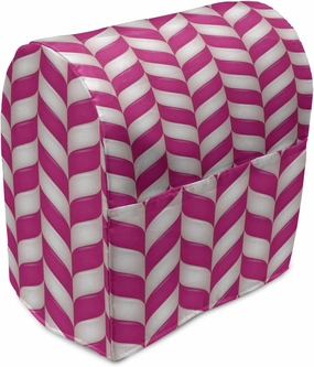 Ambesonne Abstract Stand Mixer Cover, Candy Surface Style Wavy Lines in Vibrant Pink Tones Yummy Design, Kitchen Appliance Organizer Bag Cover with a Pocket, 6-8 Quarts, Magenta White