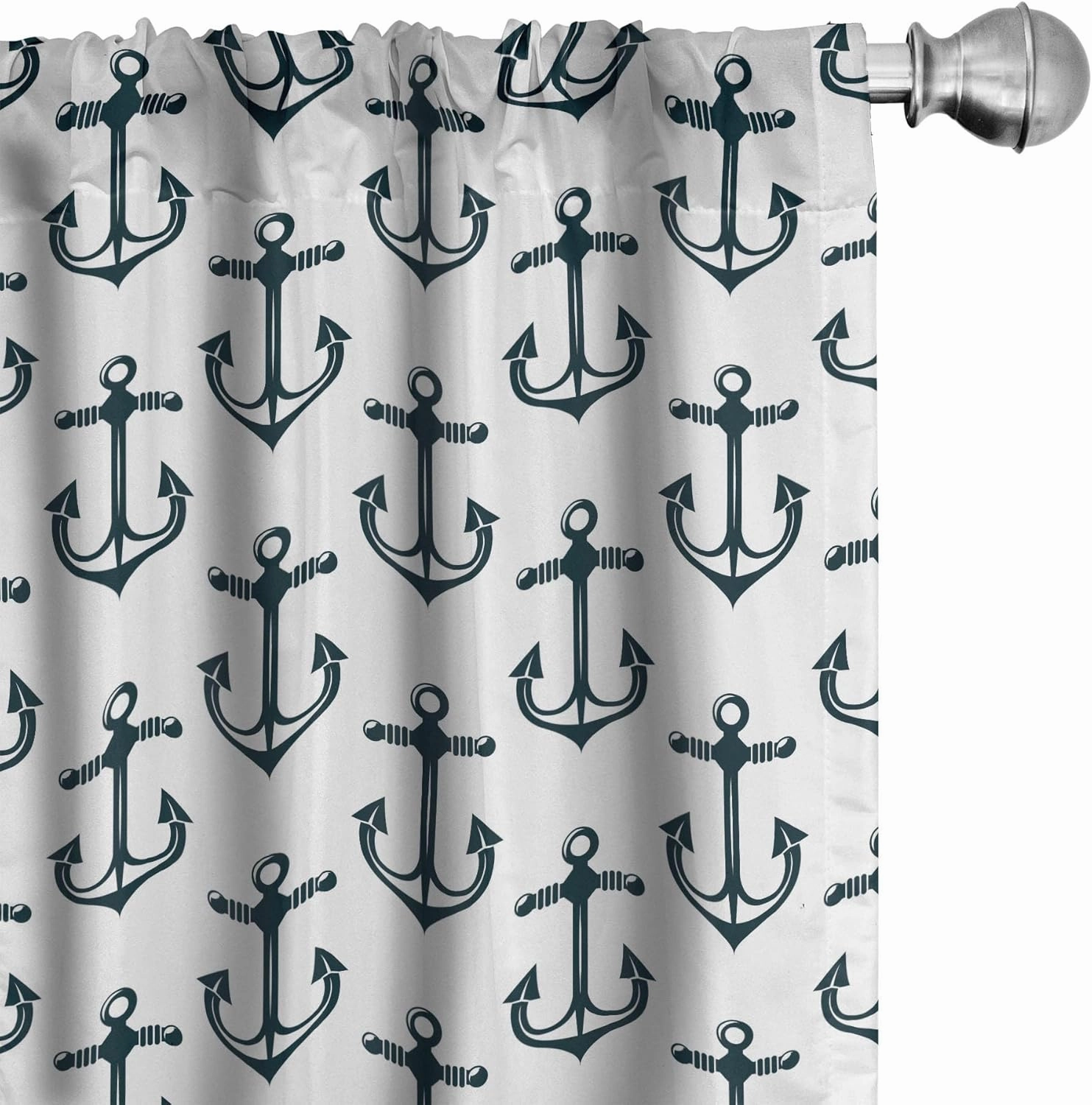 Ambesonne Nautical Window Curtains Pack of 2, Marine Themed Oceanic Sailing Element Travel Ship Yacht Safety, Lightweight Set with Rod Pocket, 4 Panels of - 28" x 63",Petrol Blue
