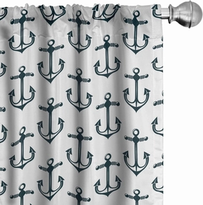 Ambesonne Nautical Window Curtains Pack of 2, Marine Themed Oceanic Sailing Element Travel Ship Yacht Safety, Lightweight Set with Rod Pocket, 4 Panels of - 28" x 63",Petrol Blue