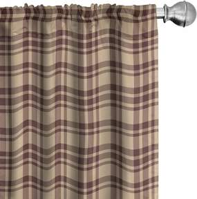 Ambesonne Tan and Brown Window Curtains Pack of 2, Old Fashioned Check Plaid Pattern Scottish Tartan Inspired Geometric Design, Lightweight Set with Rod Pocket, 4 Panels of - 28" x 84", Brown Tan