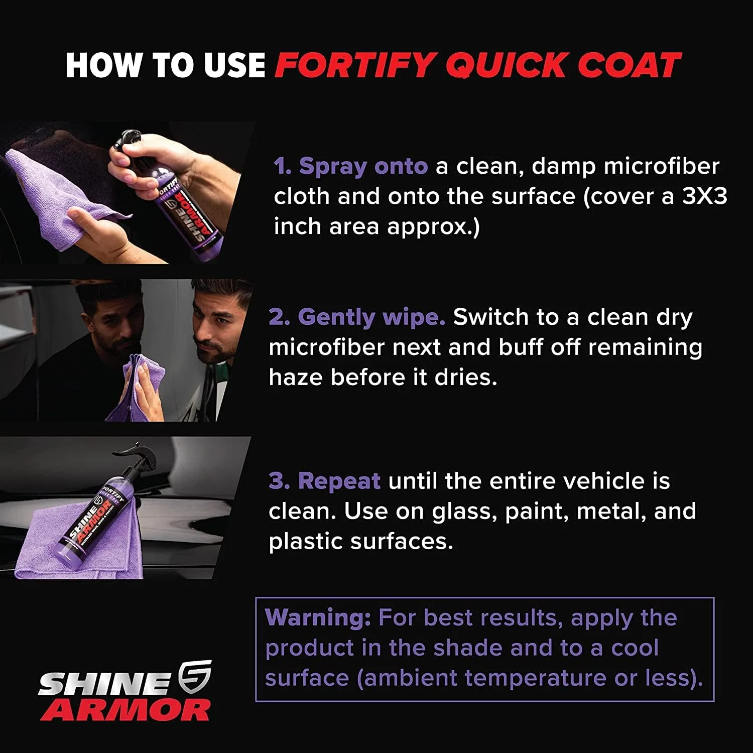 American Made Ceramic Top Coat Spray for Cars – Protect & Shine Your Ride Instantly | Waterless Wash, Hydrophobic Shield Coating, High-Gloss Finish, Fortify 16 Fl Oz by SHINE ARMOR