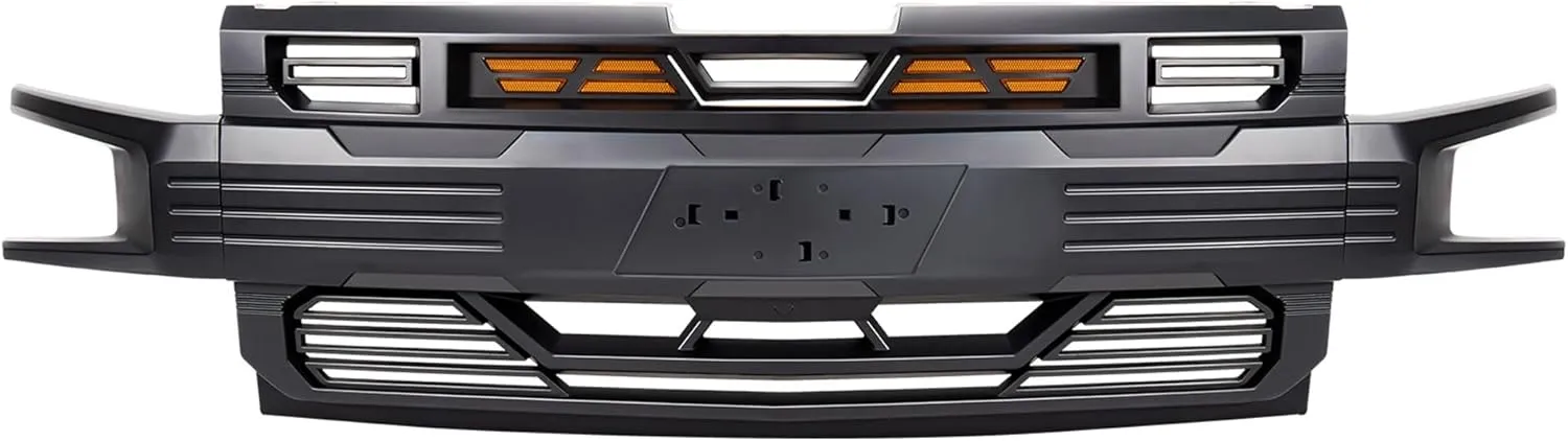American Modified LED Armor Grille with Lights for 2019-2021 Chevy Silverado 1500, Matte Black