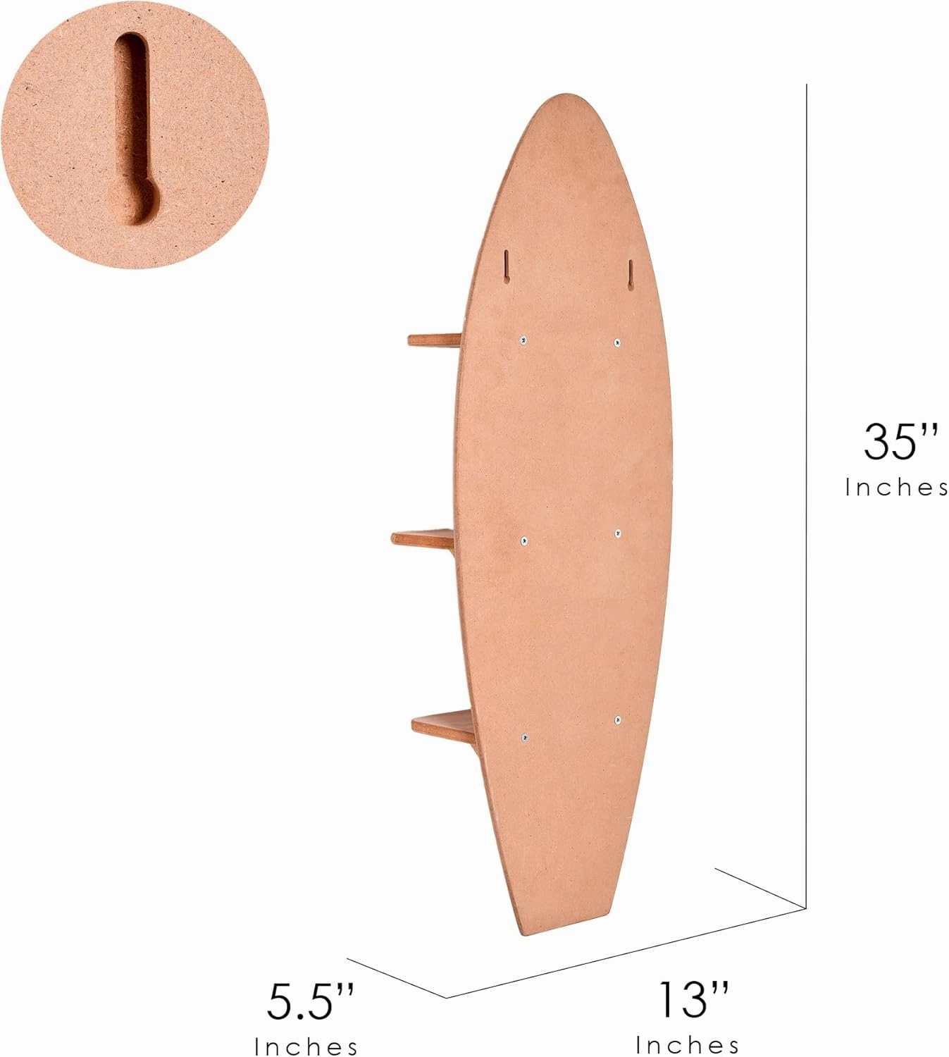 American Art Decor Reyn Spooner Biscus Bounth Earth Red Surfboard Printed Wall Shelf - 13" x 35"
