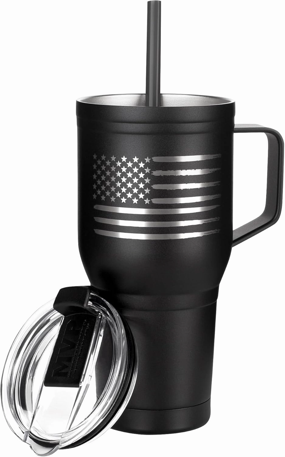 American Flag 30oz Stainless Steel Tumbler with Handle - Double Wall Vacuum Insulated Coffee Mug for Cold and Hot Drinks - Flag 30oz Handle Tumbler