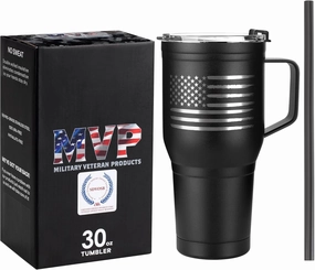 American Flag 30oz Stainless Steel Tumbler with Handle - Double Wall Vacuum Insulated Coffee Mug for Cold and Hot Drinks - Flag 30oz Handle Tumbler