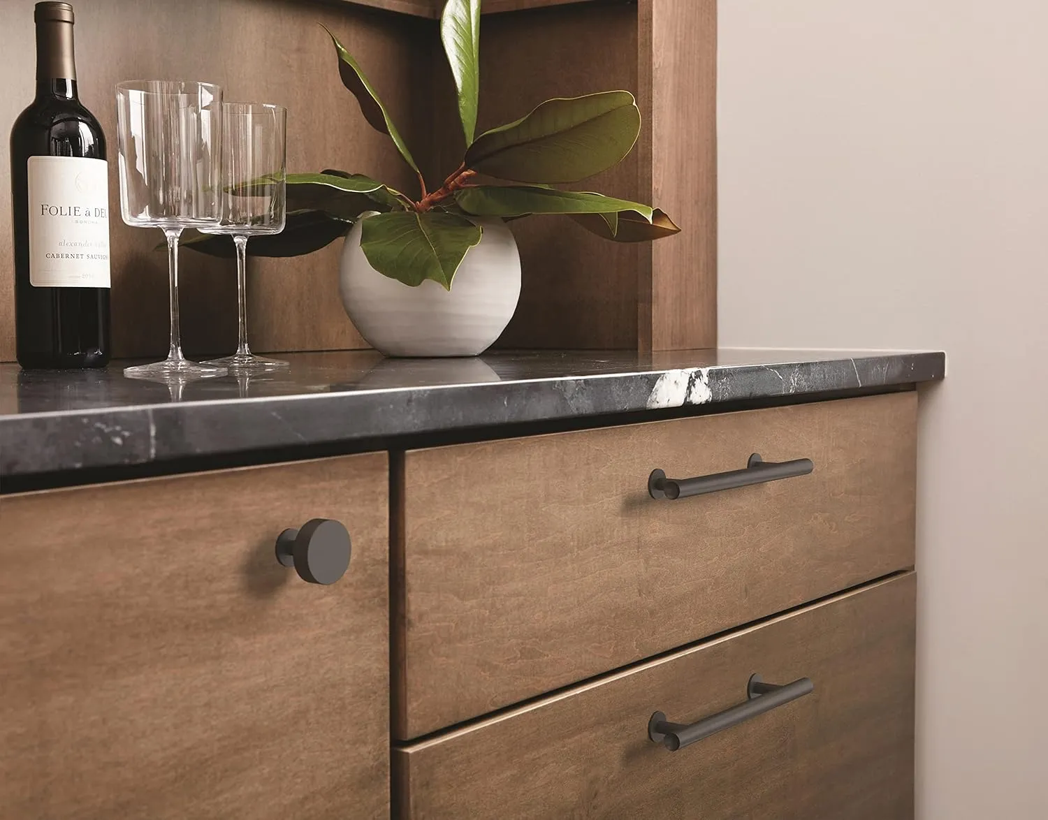Amerock | Cabinet Pull | Matte Black | 5-1/16 inch (128 mm) Center-to-Center | Radius | 1 Pack | Drawer Pull | Cabinet Handle | Cabinet Hardware