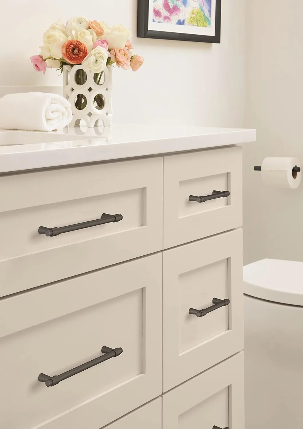 Amerock | Cabinet Pull | Matte Black | 6-5/16 inch (160 mm) Center-to-Center | Destine | 1 Pack | Drawer Pull | Cabinet Handle | Cabinet Hardware