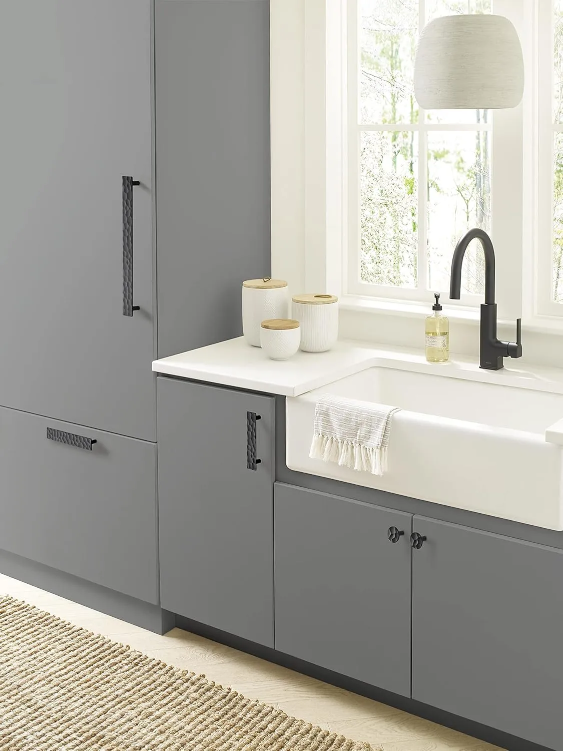 Amerock | Cabinet Pull | Matte Black | 6-5/16 inch (160 mm) Center to Center | Kamari | 1 Pack | Drawer Pull | Drawer Handle | Cabinet Hardware
