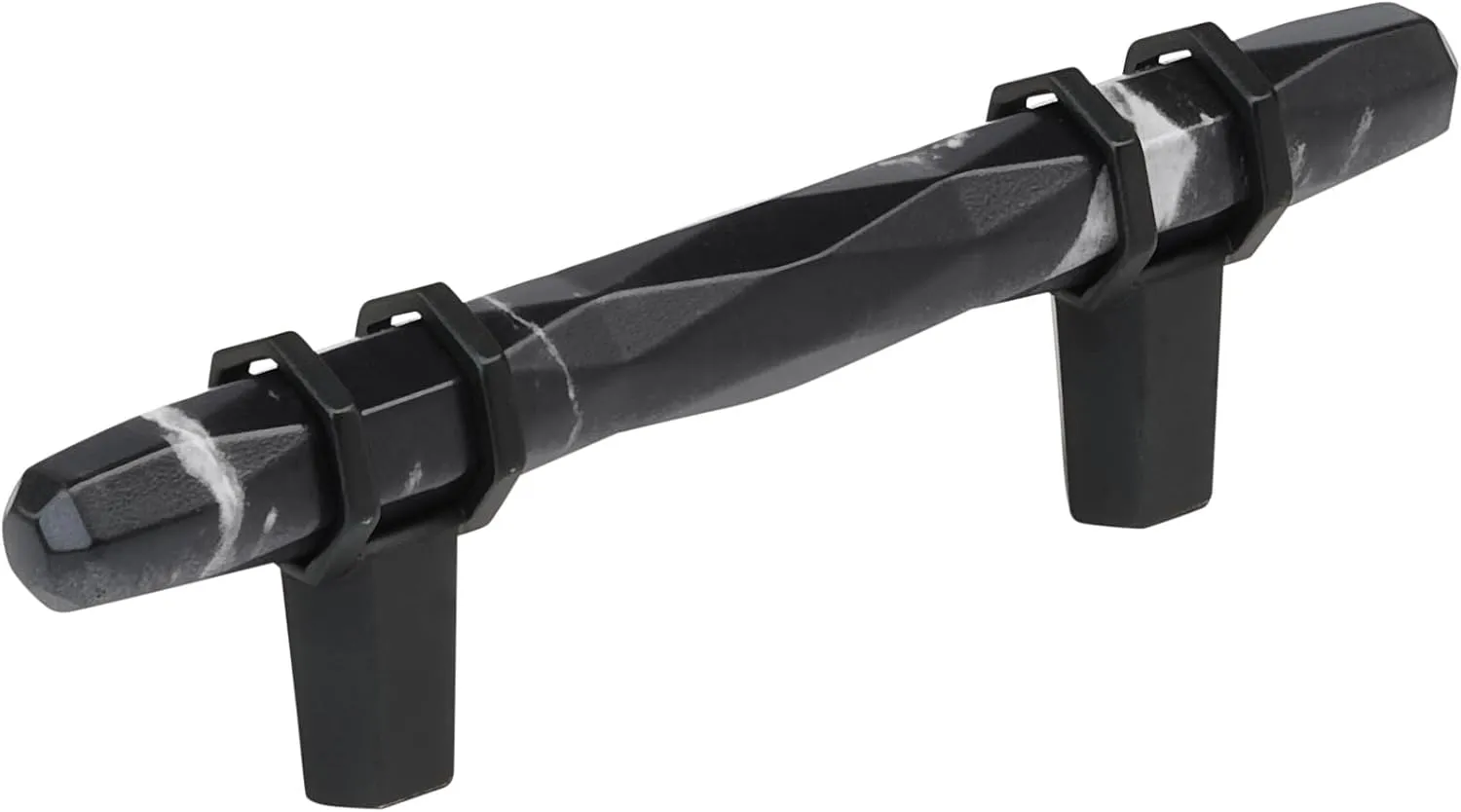 Amerock Carrione 3 inch (76mm) Center-to-Center Marble Black/Black Bronze Cabinet Pull, BP36639MBKBBR