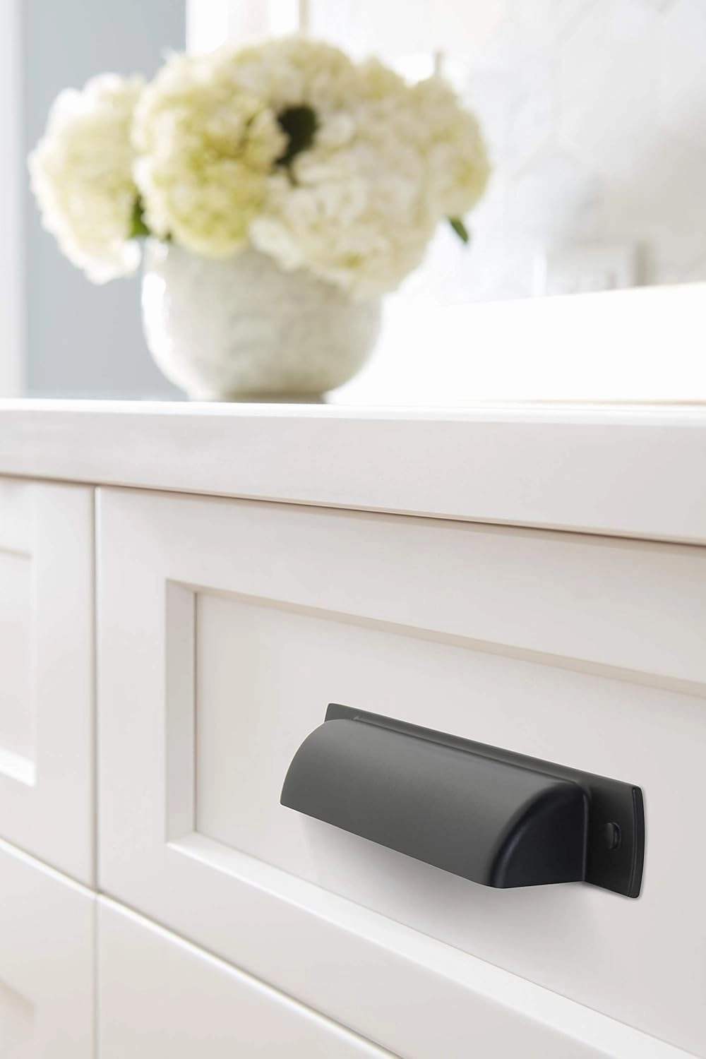 Amerock | Cabinet Cup Pull | Matte Black | 3-3/4 inch (96 mm) Center-to-Center | Rochdale | 10 Pack | Drawer Pull | Drawer Handle | Cabinet Hardware