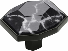 Amerock Carrione 1-5/8 inch (41mm) Length Marble Black/Black Bronze Cabinet Knob, BP36638MBKBBR