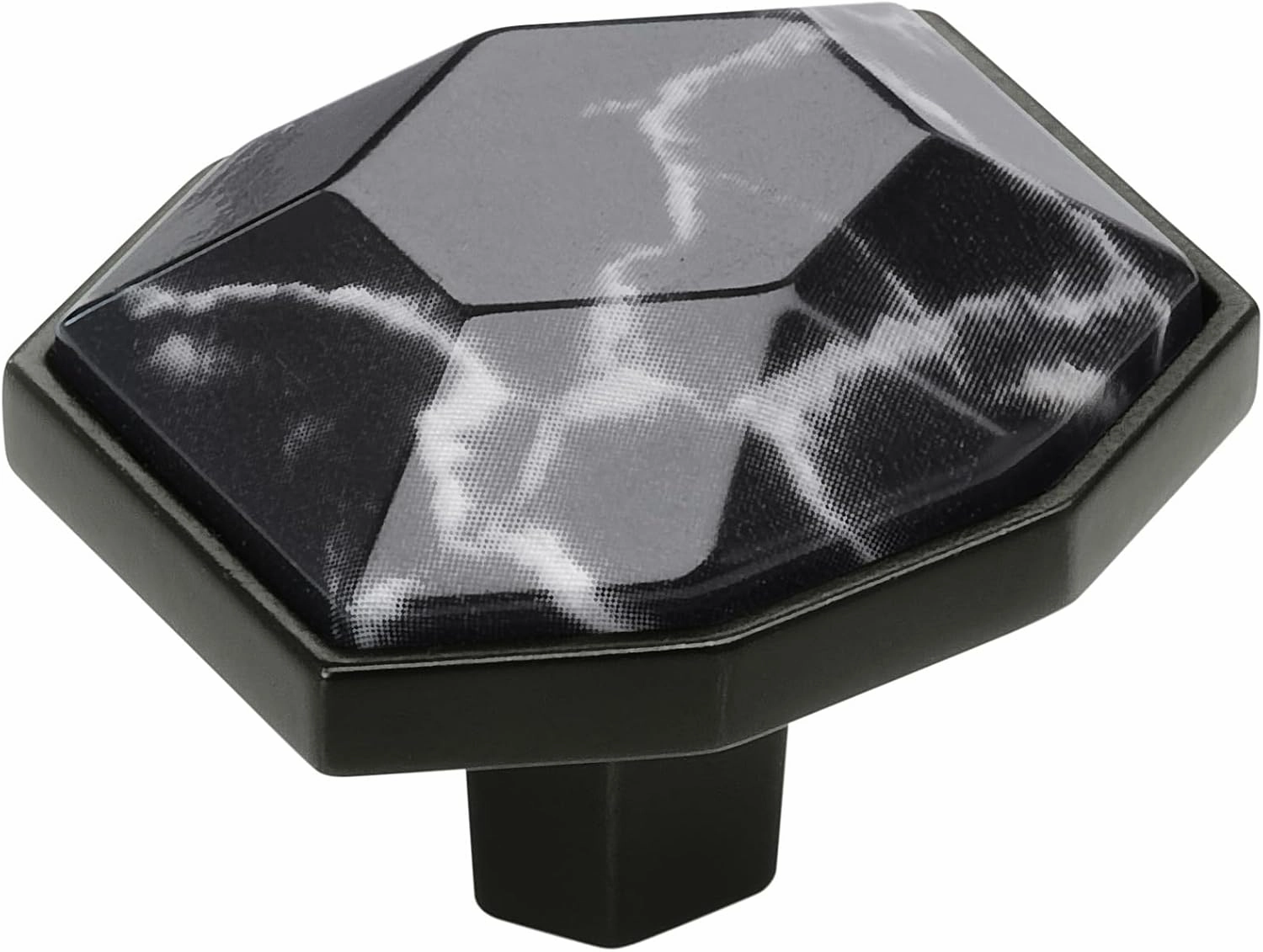 Amerock Carrione 1-5/8 inch (41mm) Length Marble Black/Black Bronze Cabinet Knob, BP36638MBKBBR