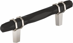 Amerock London 3-3/4 inch (96mm) Center-to-Center Black Bronze/Polished Nickel Cabinet Pull, BP36648BBRPN