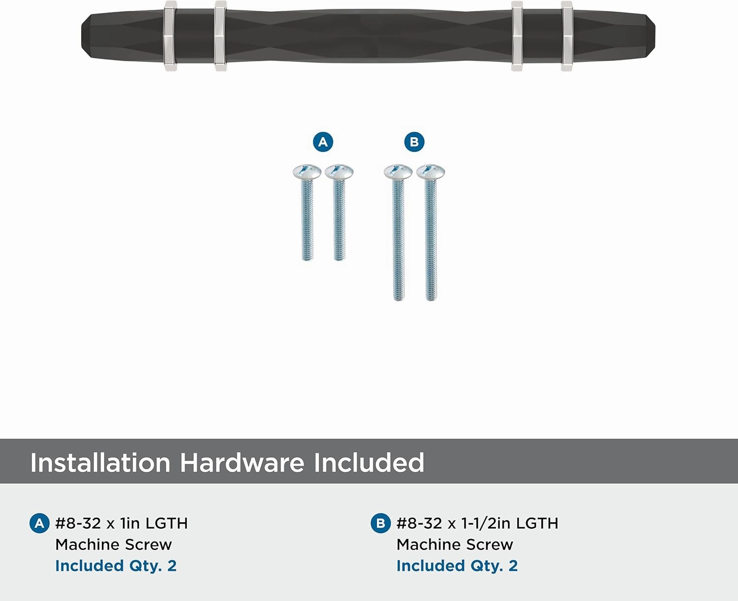 Amerock London 3-3/4 inch (96mm) Center-to-Center Black Bronze/Polished Nickel Cabinet Pull, BP36648BBRPN