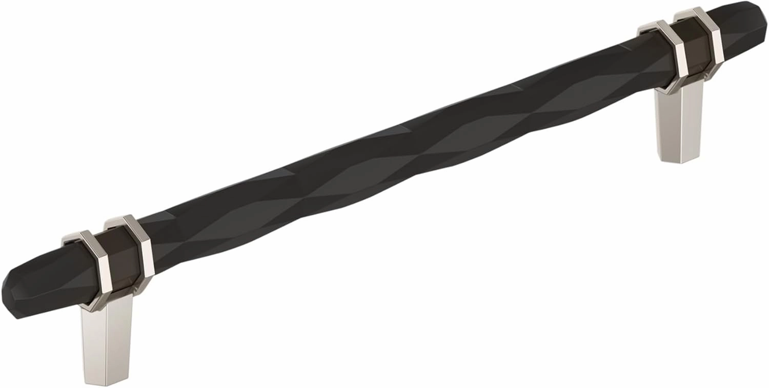 Amerock London 8 inch (203mm) Center-to-Center Black Bronze/Polished Nickel Cabinet Pull, BP36663BBRPN