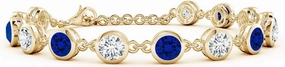 Angara Bezel-Set Round Lab Grown Blue Sapphire and Diamond Tennis Bracelet in 14K Solid Gold | Birthday, Engagement, Anniversary, Wedding Jewelry Gift for Women