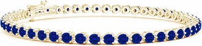 Angara Lab Grown Round Blue Sapphire Link Tennis Bracelet in 14K Solid Gold | Birthday, Engagement, Anniversary, Wedding Jewelry Gift for Women