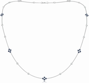 Angara Natural 0.98 Ct Blue Sapphire and 0.55 Ct Diamond Stackables Pendant Necklace for Women in 14K White Gold (Grade-AA | Size-1.8mm) | September Birthstone, Birthday Jewelry Gift For Women