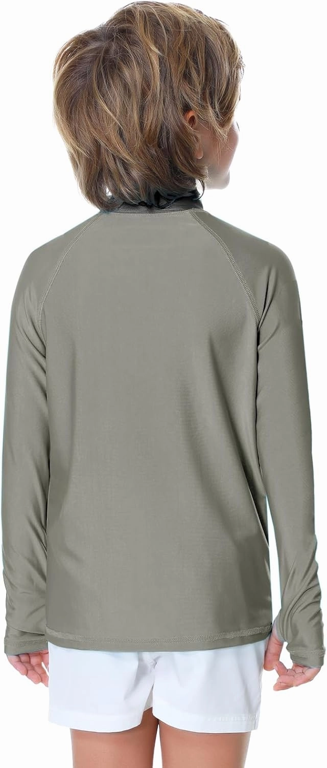 AOBUTE Unisex Kids Zipper Rash Guard Boys UPF 50  UV Protection Sun Shirt with Thumb Hole 3-12 Years