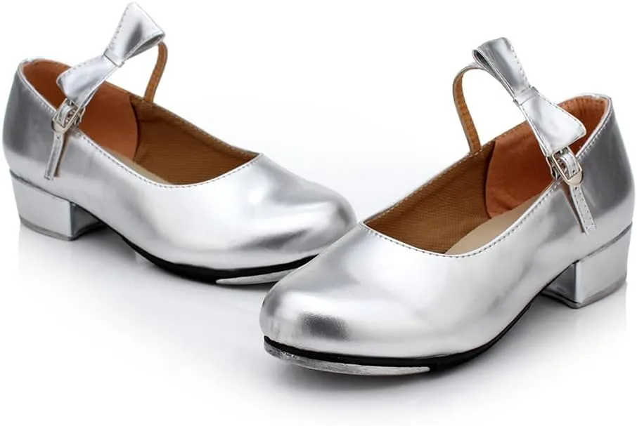 AOQUNFS Beginner Tap Shoe for Girls, Kids Tap Dance Shoes for Toddler, Mary Jane Tap Shoes,FT-031