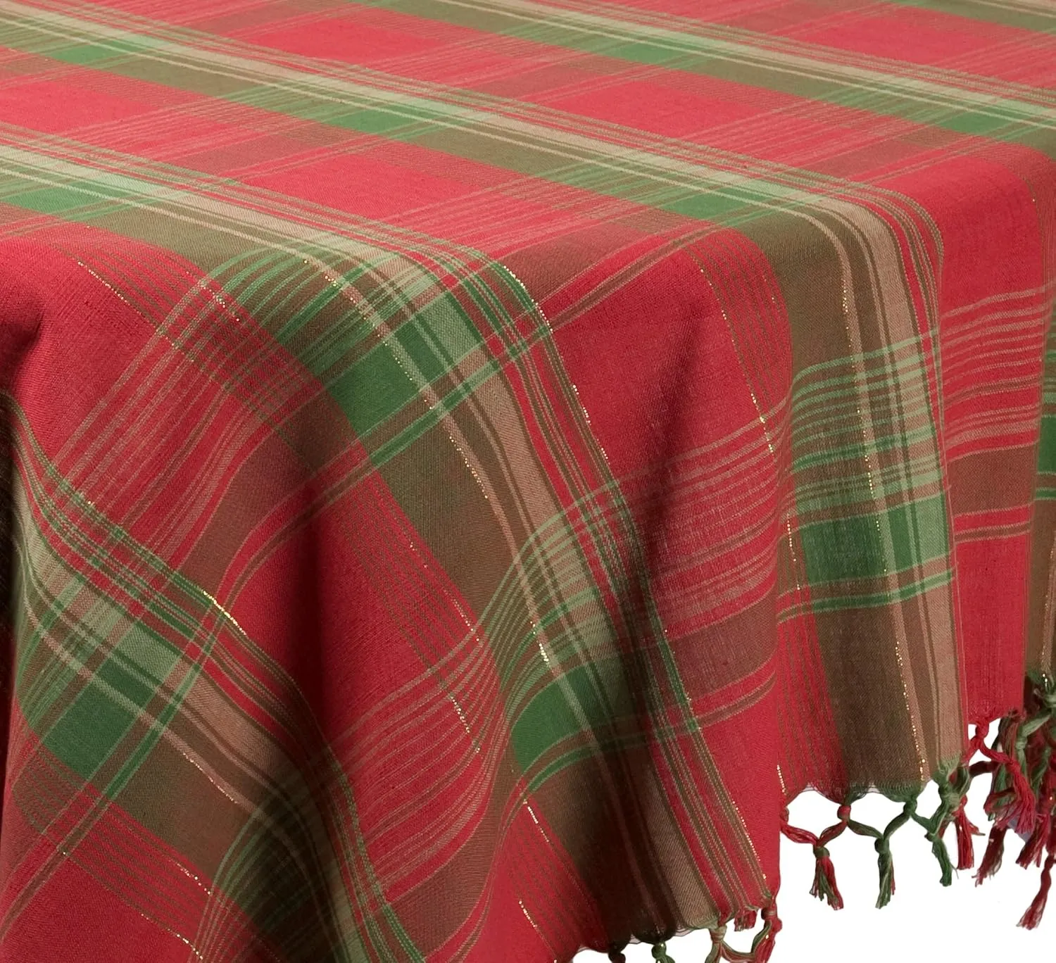 April Cornell 54 by 54-Inch Tablecloth, Joyful Plaid Red
